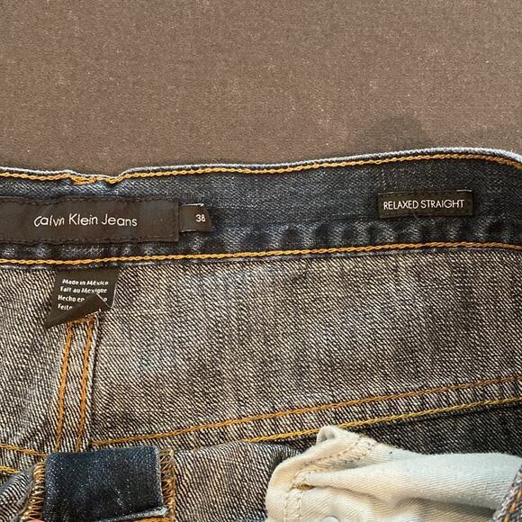 Calvin Klein Men’s RELAXED STRAIGHT Denim Distressed Jeans 38x30 - Picture 8 of 12